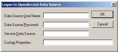 The Logon to OpenAccess Data Source dialog box.