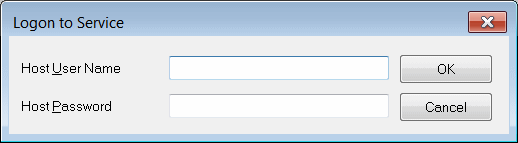 Logon to OpenAccess Service dialog box. Both entry fields are empty.