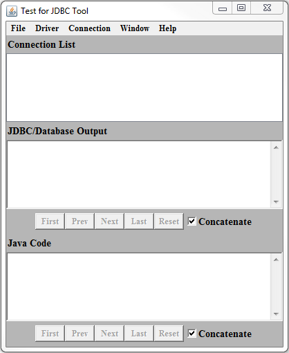 Main Test for JDBC window