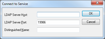 Connect to Service dialog box, showing the fields for an LDAP server
