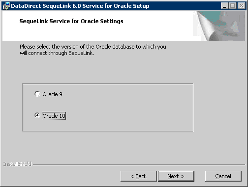 SequeLink Server for Oracle Setup window